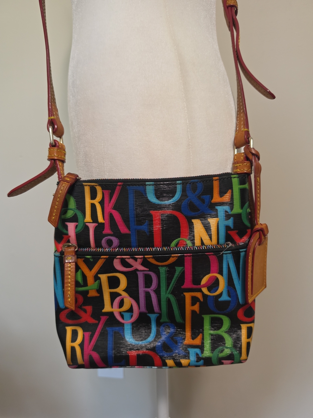 Vintage Dooney & Bourke "Retro Grafica" Letter Carrier Crossbody Bag